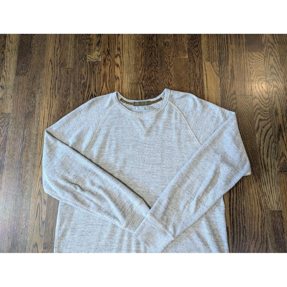 Wallace & Barnes Sweater Men XL Beige Pullover Thermal Waffle Base Layer J.Crew
